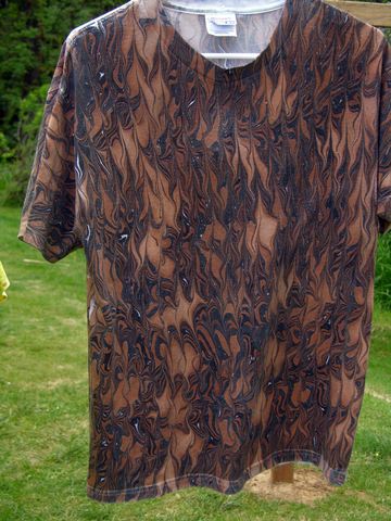 Earthtoned swirls marbled t-shirt from plain paper and fabric company