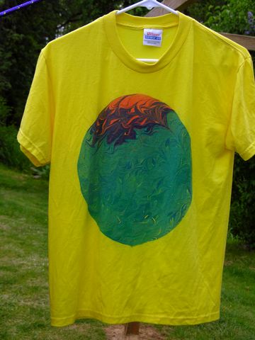 Fiery Sunset Circle marbled t-shirt from plain paper and fabric company