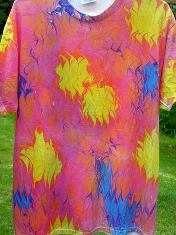 Sunshine Fireballs marbled t-shirt from plain paper and fabric company