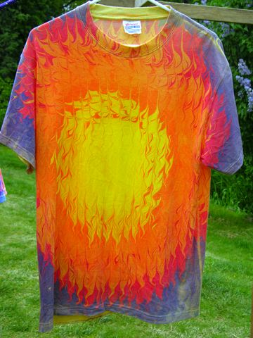 Fireball on yellow marbled t-shirt from plain paper and fabric company
