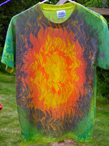 Fireball on Peach marbled t-shirt from plain paper and fabric company