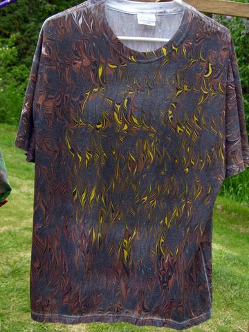 Tiger eye print on white marbled t-shirt from plain paper and fabric company