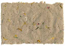handmade paper of grocery bags and black eyed susan seeds and petals