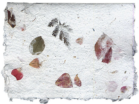 handmade recycled office paper with rose petals and more